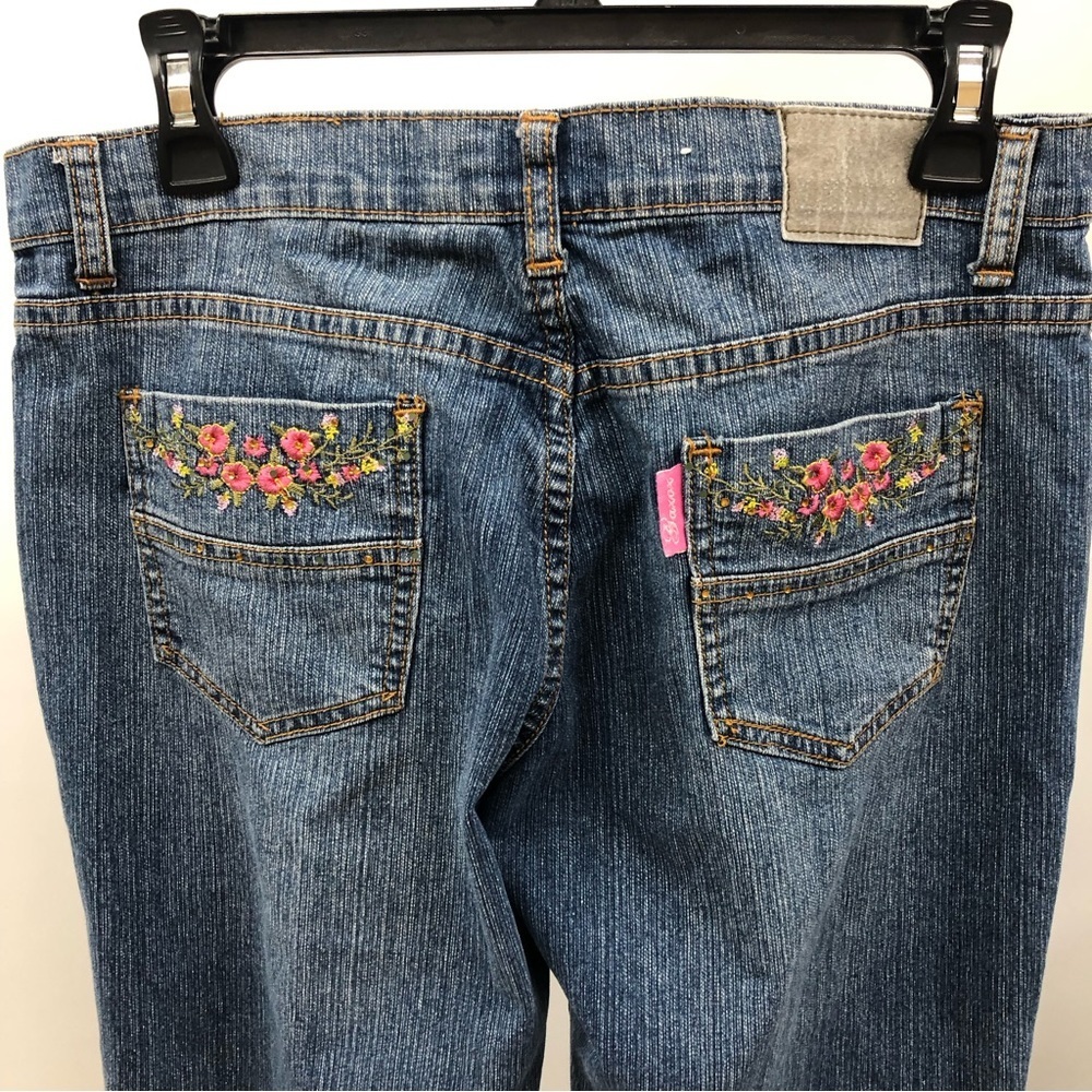 Gazoz vintage retro embroidered floral motif blue jeans womens size 9/10